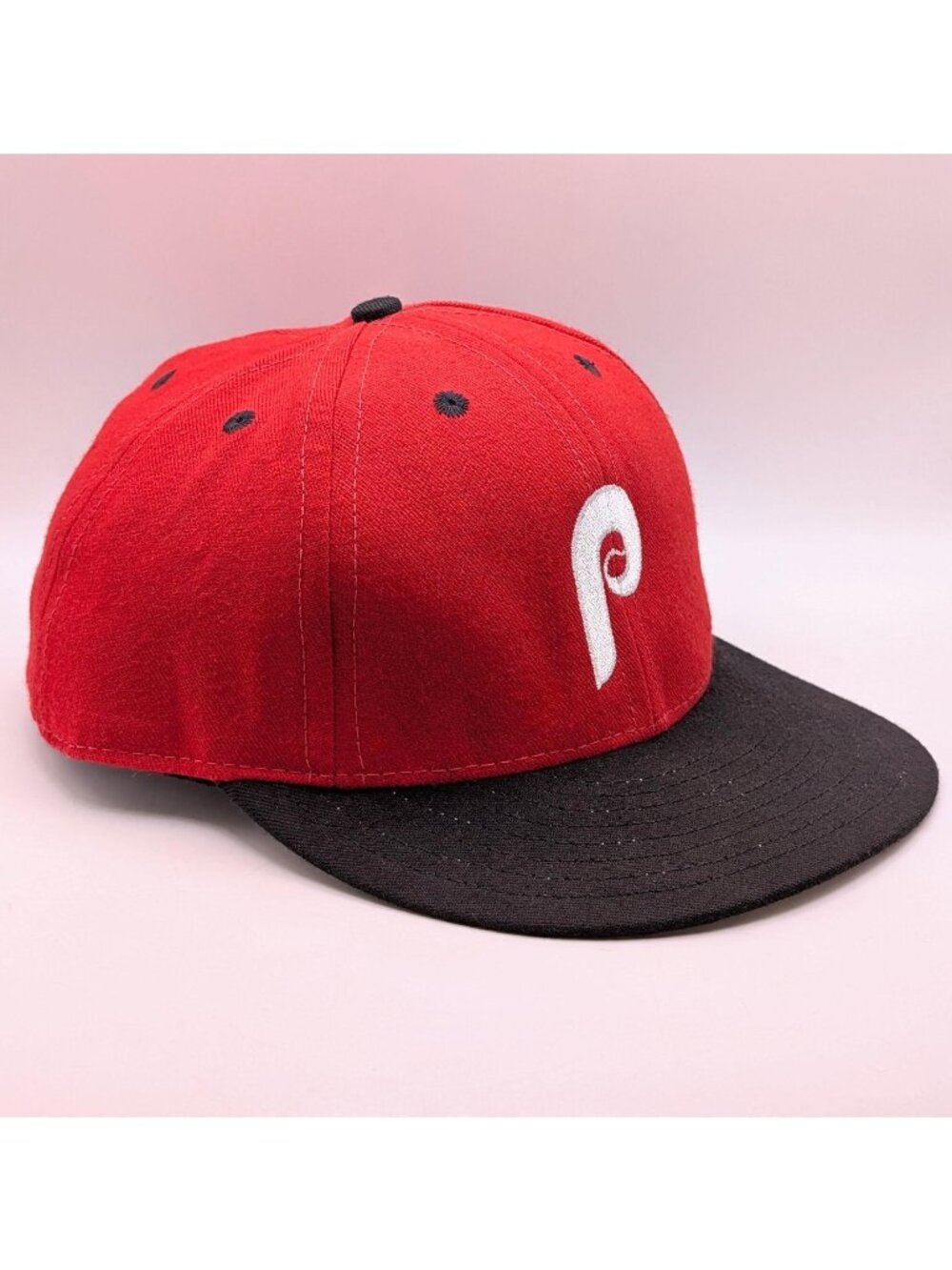 Philadelphia Phillies Hat Vintage Fitted USA Made Size 7 7/8 Red Black 70s 80s